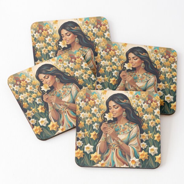 Item preview, Egyptian Queen in a Daffodil Field: Ancient Pharaonic Floral Art designed and sold by ShadowArtEG.