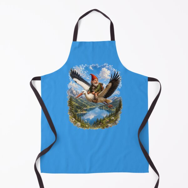 Item preview, Alpine Gnome Flying on a Stork – Funny Fantasy Mountain Adventure designed and sold by Alpine-Ink.