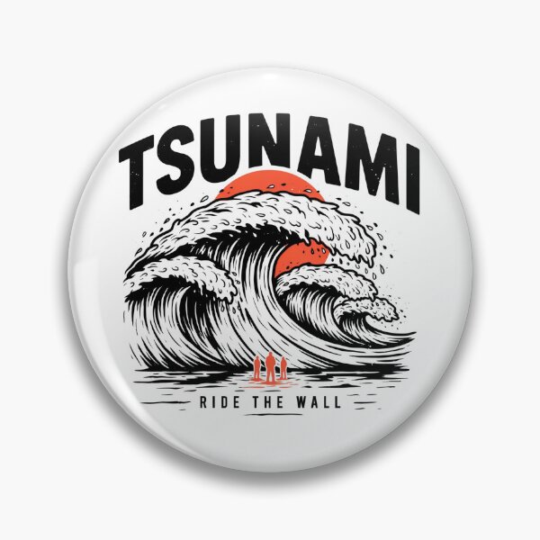 Item preview, Tsunami Ride The Wall Vintage Surfing Wave Graphic designed and sold by velorea.