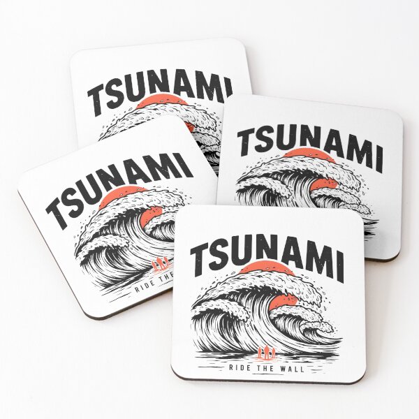 Item preview, Tsunami Ride The Wall Vintage Surfing Wave Graphic designed and sold by velorea.