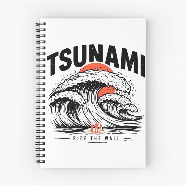 Item preview, Tsunami Ride The Wall Vintage Surfing Wave Graphic designed and sold by velorea.