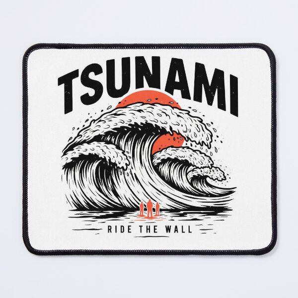 Item preview, Tsunami Ride The Wall Vintage Surfing Wave Graphic designed and sold by velorea.