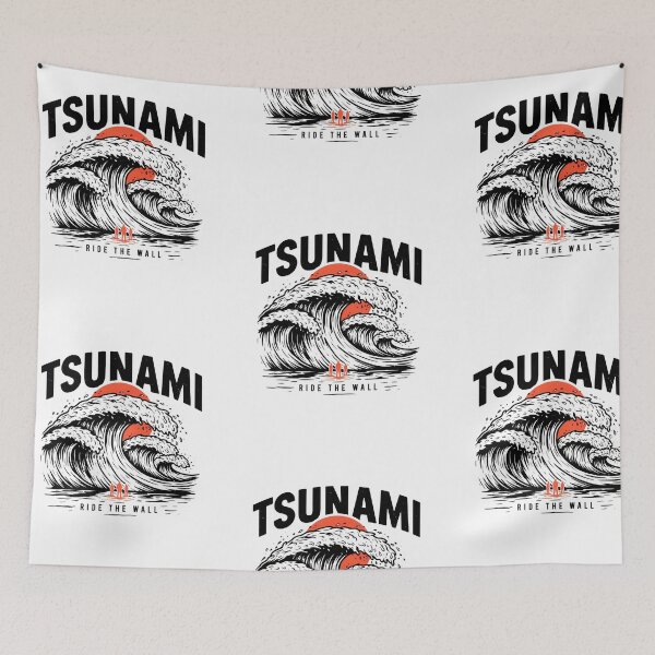 Item preview, Tsunami Ride The Wall Vintage Surfing Wave Graphic designed and sold by velorea.