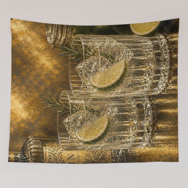 Item preview, Golden Hour Gin & Tonic | Luxury Bar Wall Art designed and sold by CottageArtistry.
