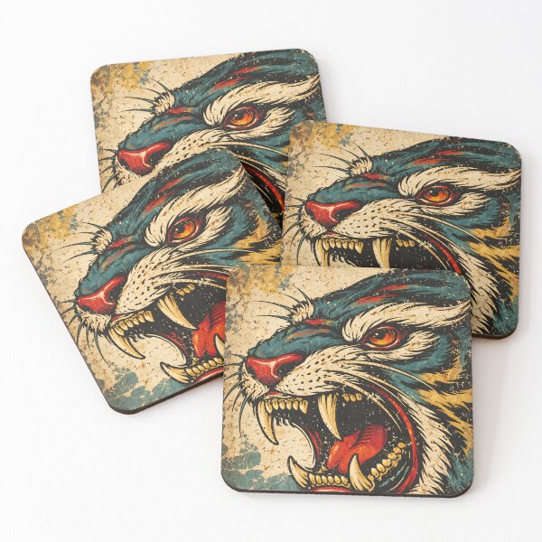 Item preview, A VINTAGE JAPANESE TIGER PAINTED ON THE WALLS designed and sold by infinitearte.