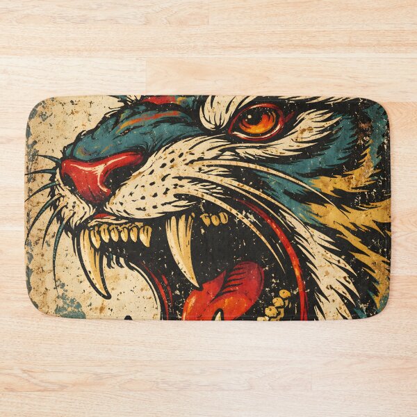 Item preview, A VINTAGE JAPANESE TIGER PAINTED ON THE WALLS designed and sold by infinitearte.