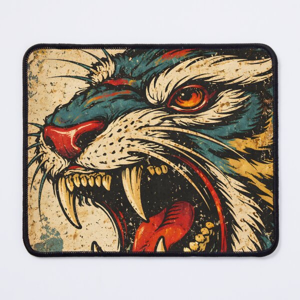 Item preview, A VINTAGE JAPANESE TIGER PAINTED ON THE WALLS designed and sold by infinitearte.
