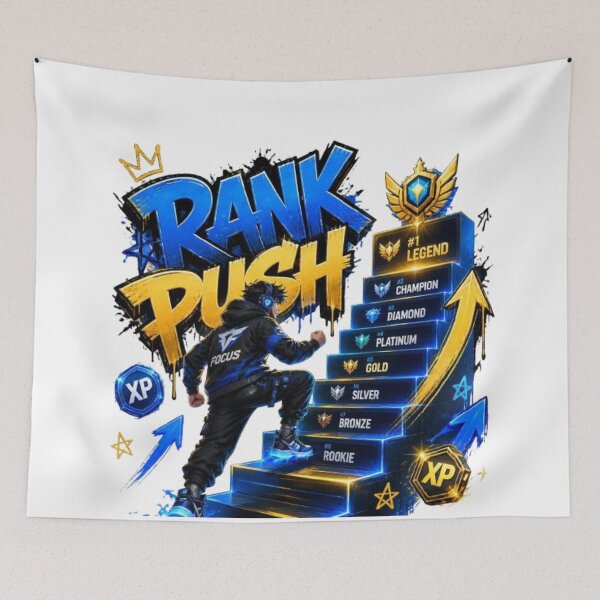 Item preview, RANK PUSH Gaming Sticker | Competitive Gamer Esports Design designed and sold by Stylestickers55.