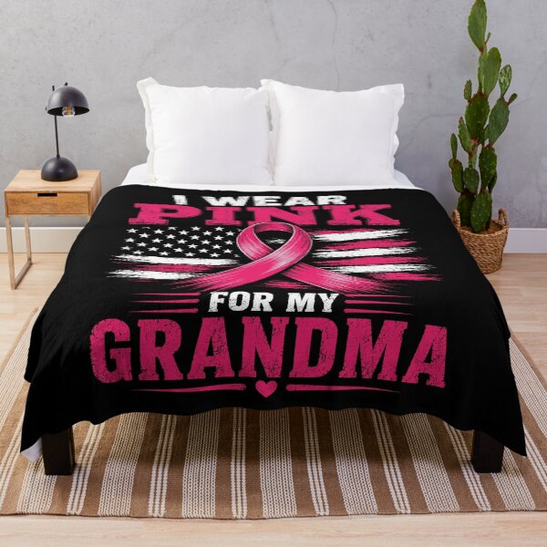Item preview, I Wear Pink for My Grandma Breast Cancer Awareness USA Flag | Pink Ribbon USA Flag | Support Grandma Gift designed and sold by 76Valeria.