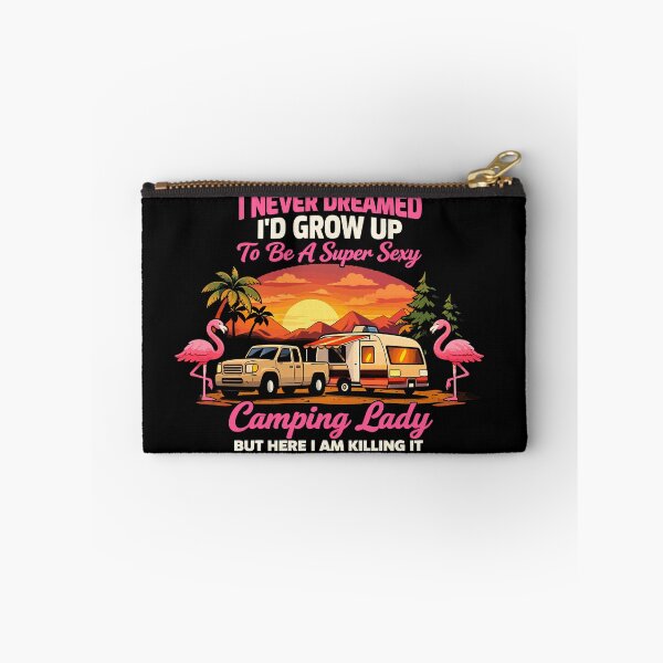 Item preview, I Never Dreamed I'd Grow Up To Be A Camping Lady - RV Camper Flamingo Art designed and sold by BendyBeasts.