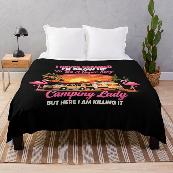 Item preview, I Never Dreamed I'd Grow Up To Be A Camping Lady - RV Camper Flamingo Art designed and sold by BendyBeasts.