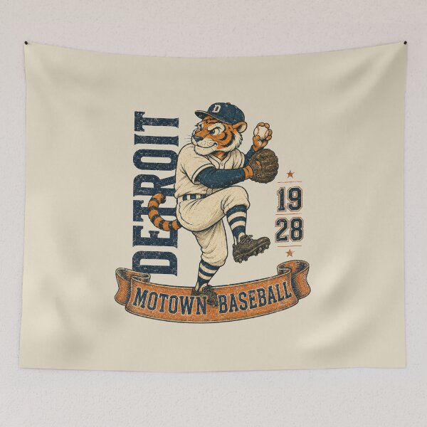Item preview, Detroit Motown Baseball Vintage Tiger Mascot, Retro Baseball Fan Gift designed and sold by GhostDawgs.