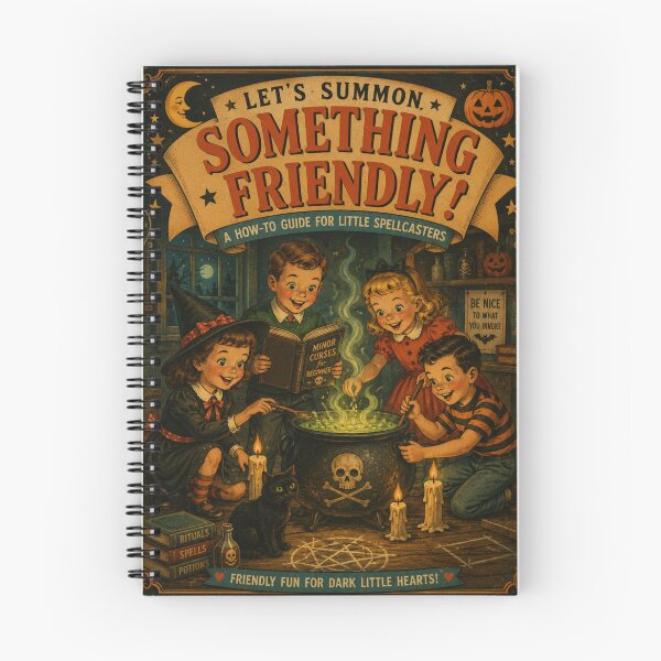 Item preview, Let's Summon Something Friendly Vintage Book Cover | Retro Halloween Dark Humor designed and sold by Mediagraphic.