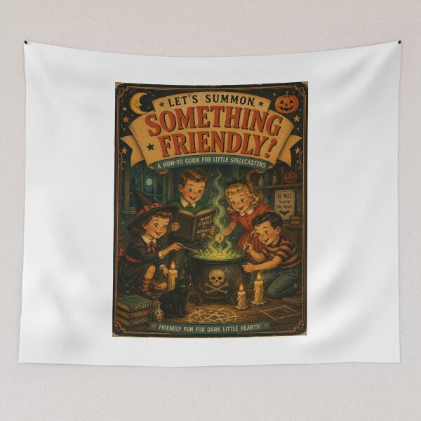 Item preview, Let's Summon Something Friendly Vintage Book Cover | Retro Halloween Dark Humor designed and sold by Mediagraphic.