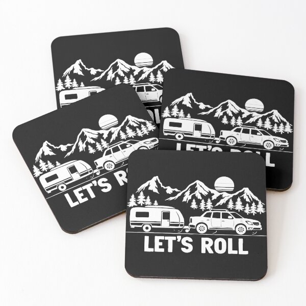 Item preview, Lets Roll Caravan Camping Trailer - Mountain Retro Sunset Art designed and sold by BendyBeasts.