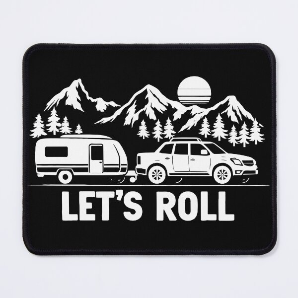 Item preview, Lets Roll Caravan Camping Trailer - Mountain Retro Sunset Art designed and sold by BendyBeasts.