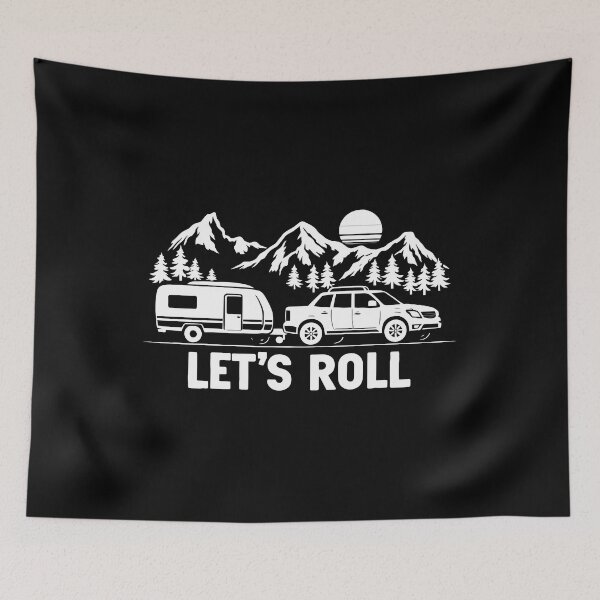 Item preview, Lets Roll Caravan Camping Trailer - Mountain Retro Sunset Art designed and sold by BendyBeasts.