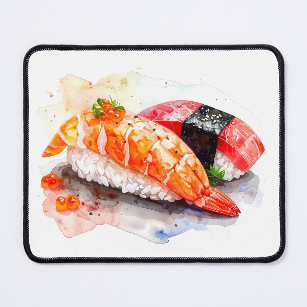 Item preview, Japanese Sushi Nigiri Set Watercolor Painting designed and sold by BetweenForms.