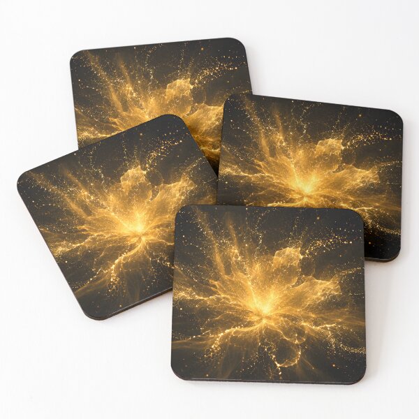 Item preview, Golden Particle Bloom | Luxury Abstract Wall Art | Black Gold Fine Art Poster designed and sold by bauschberts.