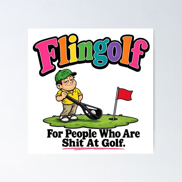 Item preview, Flingolf – For People Who Are Shit At Golf | Funny Golf Cartoon Design designed and sold by Yesmalady.