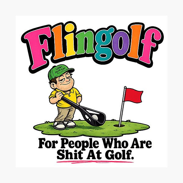 Item preview, Flingolf – For People Who Are Shit At Golf | Funny Golf Cartoon Design designed and sold by Yesmalady.
