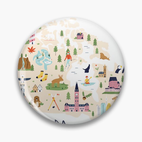 Item preview, Cute Canada Map Illustration | Canadian Landmarks & Wildlife Travel Poster designed and sold by RiderSpoon.