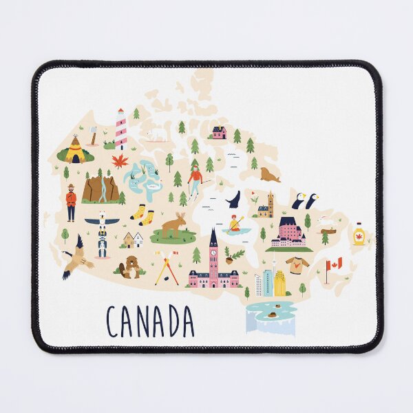 Item preview, Cute Canada Map Illustration | Canadian Landmarks & Wildlife Travel Poster designed and sold by RiderSpoon.