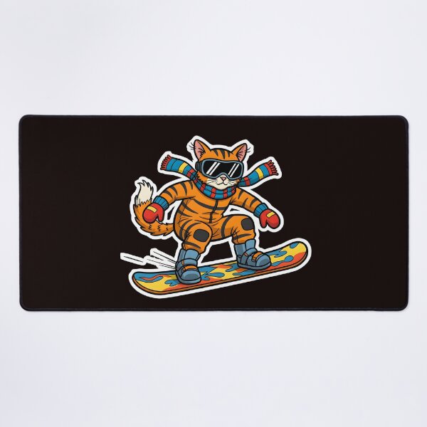 Item preview, COLORFUL CARTOON OF A CAT WITH A SNOWBOARD designed and sold by infinitearte.