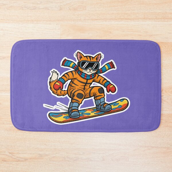 Item preview, COLORFUL CARTOON OF A CAT WITH A SNOWBOARD designed and sold by infinitearte.