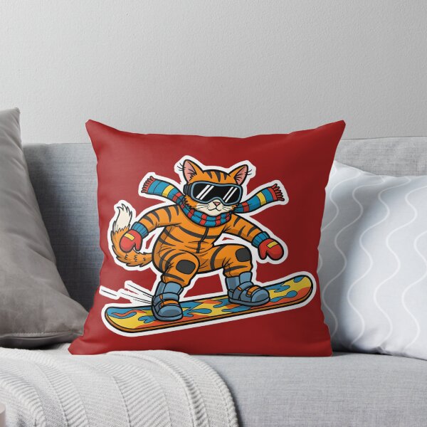 Item preview, COLORFUL CARTOON OF A CAT WITH A SNOWBOARD designed and sold by infinitearte.