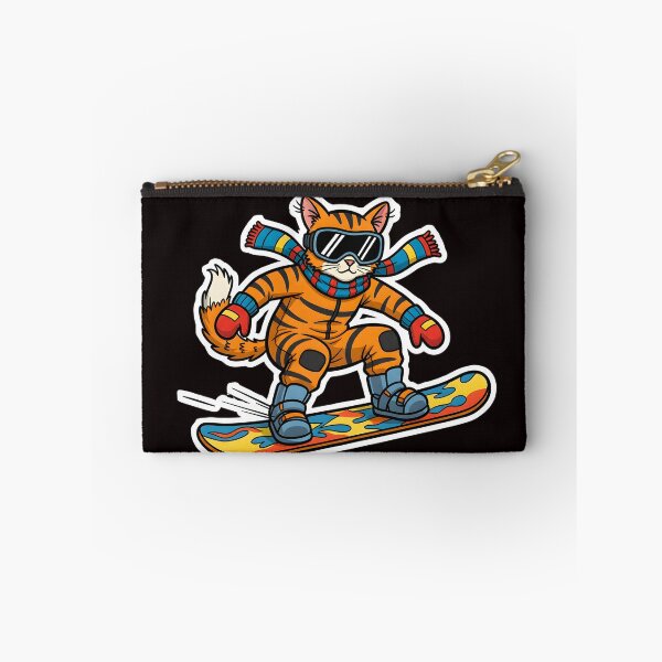 Item preview, COLORFUL CARTOON OF A CAT WITH A SNOWBOARD designed and sold by infinitearte.