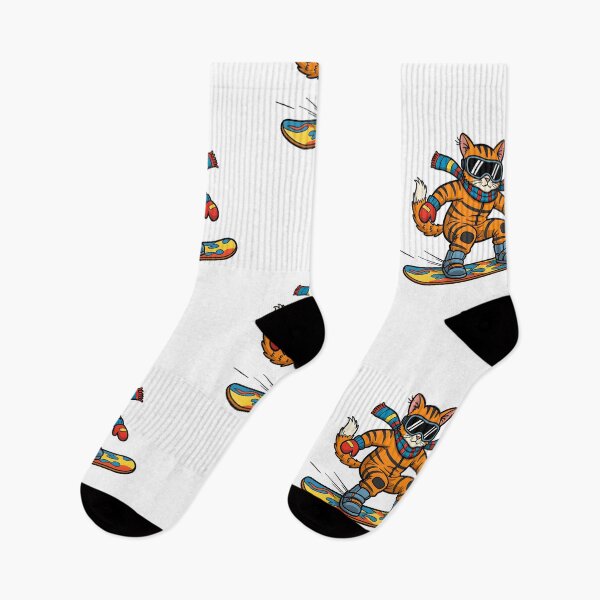 Item preview, COLORFUL CARTOON OF A CAT WITH A SNOWBOARD designed and sold by infinitearte.