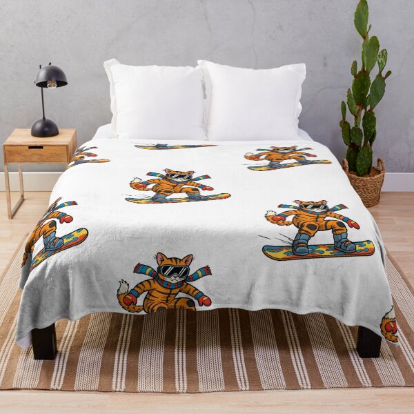 Item preview, COLORFUL CARTOON OF A CAT WITH A SNOWBOARD designed and sold by infinitearte.