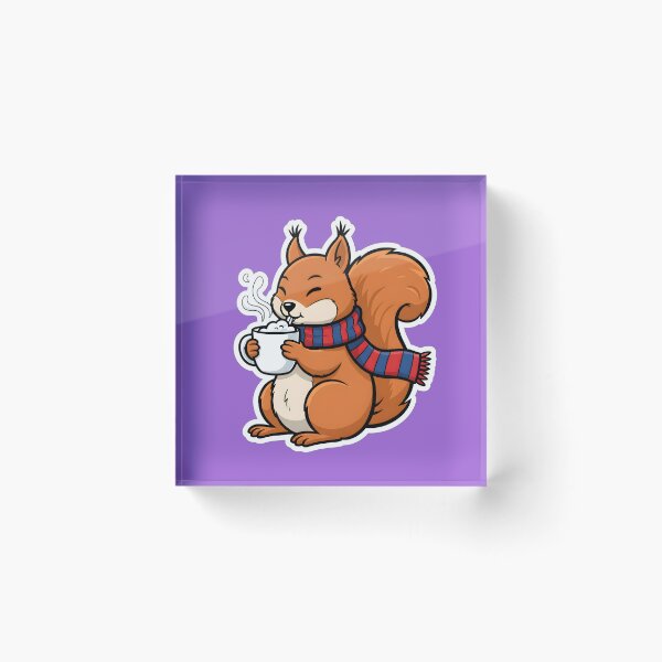 Item preview, CARTOON OF A SQUIRREL DRINKING A CUP OF HOT MILK designed and sold by infinitearte.