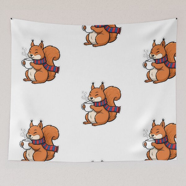 Item preview, CARTOON OF A SQUIRREL DRINKING A CUP OF HOT MILK designed and sold by infinitearte.