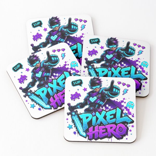 Item preview, PIXEL HERO Gaming Sticker | Retro Pixel Gamer Neon Graphic Design designed and sold by Stylestickers55.