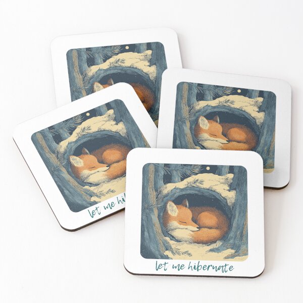 Item preview, Let Me Hibernate Sleeping Fox Cozy Winter Woodland Design designed and sold by lunettebloom.