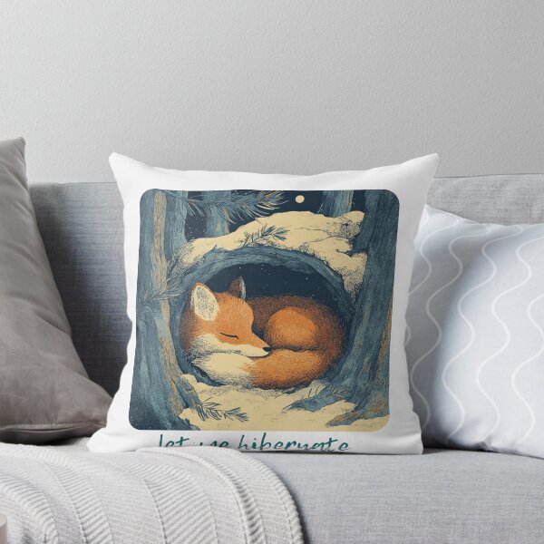 Item preview, Let Me Hibernate Sleeping Fox Cozy Winter Woodland Design designed and sold by lunettebloom.