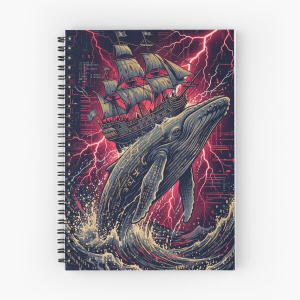 Item preview, Cyberpunk Digital Whale Ship Red Lightning Storm Art designed and sold by Pride Emblem Prints.