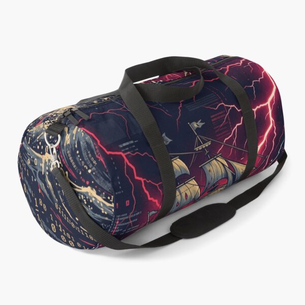 Item preview, Cyberpunk Digital Whale Ship Red Lightning Storm Art designed and sold by Pride Emblem Prints.