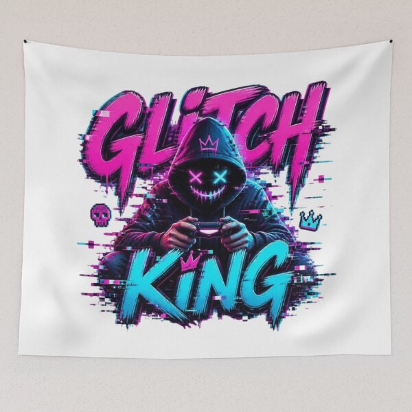 Item preview, GLITCH KING Gaming Sticker | Cyberpunk Gamer Graffiti Design designed and sold by Stylestickers55.