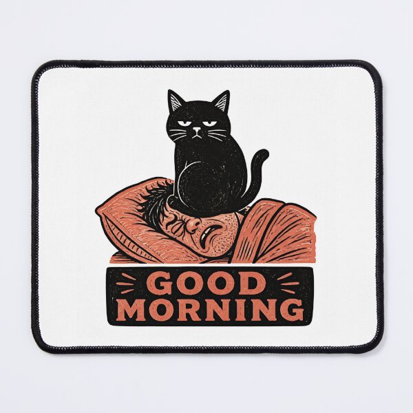 Item preview, Linocut Black Cat Sitting On Human Face Meme designed and sold by RareVisuals.