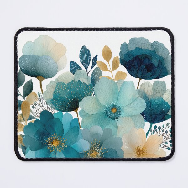 Item preview, Teal and Gold Boho Watercolor Florals designed and sold by RossignolStudio.