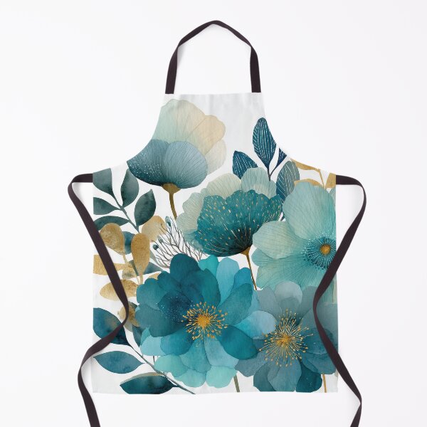 Item preview, Teal and Gold Boho Watercolor Florals designed and sold by RossignolStudio.