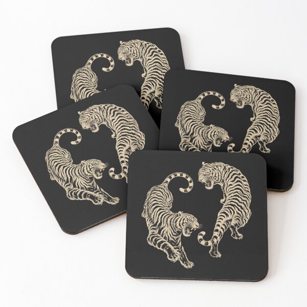 Item preview, Retro Twin Roaring Tigers Vintage Wildlife designed and sold by Moizento.