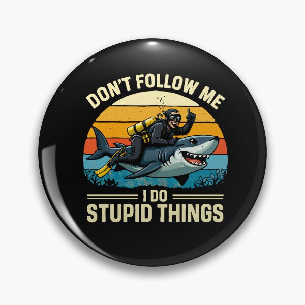 Item preview, Don't Follow Me I Do Stupid Things - Scuba Diving Shark Retro Art designed and sold by BendyBeasts.