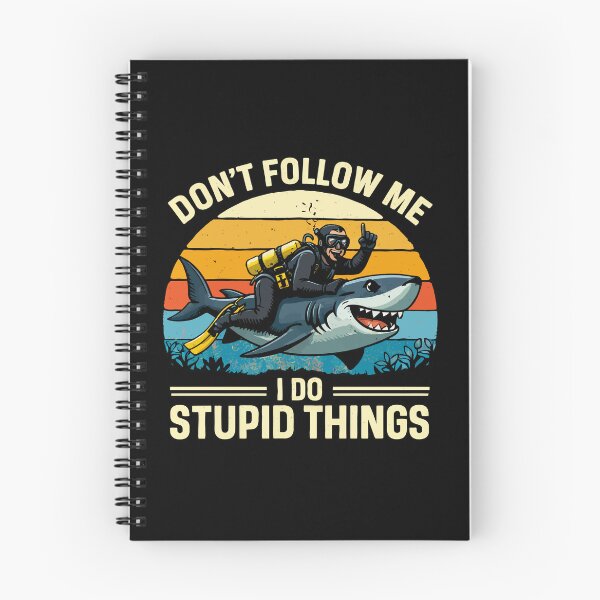 Item preview, Don't Follow Me I Do Stupid Things - Scuba Diving Shark Retro Art designed and sold by BendyBeasts.