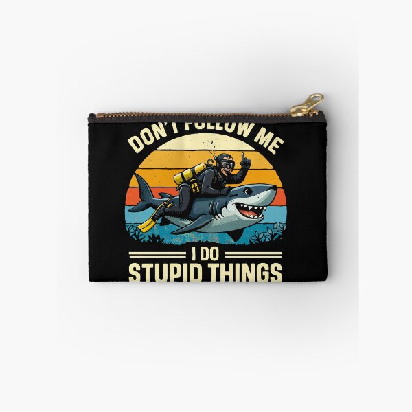 Item preview, Don't Follow Me I Do Stupid Things - Scuba Diving Shark Retro Art designed and sold by BendyBeasts.