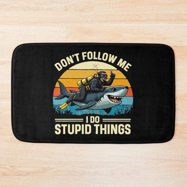 Item preview, Don't Follow Me I Do Stupid Things - Scuba Diving Shark Retro Art designed and sold by BendyBeasts.