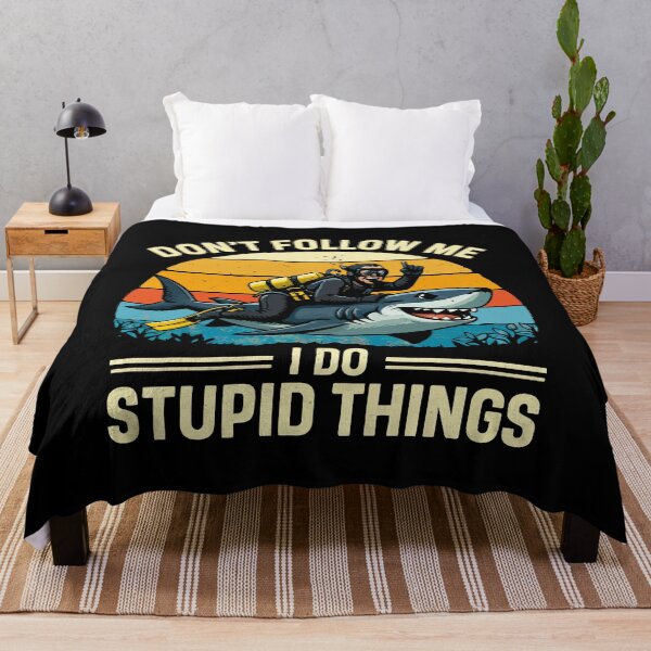 Item preview, Don't Follow Me I Do Stupid Things - Scuba Diving Shark Retro Art designed and sold by BendyBeasts.